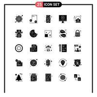 25 Thematic Vector Solid Glyphs and Editable Symbols of hot brew home automation video display Editable Vector Design Elements