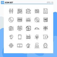 Set of 25 Modern UI Icons Symbols Signs for floppy disc car devices bandage Editable Vector Design Elements