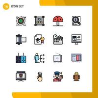 Pictogram Set of 16 Simple Flat Color Filled Lines of camera business food magnifer search Editable Creative Vector Design Elements