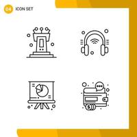 4 Icon Set Line Style Icon Pack Outline Symbols isolated on White Backgound for Responsive Website Designing vector