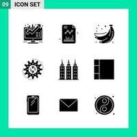 Pack of 9 Solid Style Icon Set Glyph Symbols for print Creative Signs Isolated on White Background 9 Icon Set vector