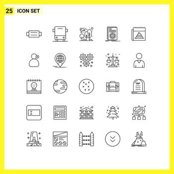 conjunto moderno de pictogramas de 25 líneas de ejecución de vehículos ejecutables código parque elementos de diseño vectorial editables vector