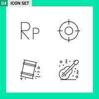 paquete de 4 iconos de estilo de línea establece símbolos de esquema para imprimir signos creativos aislados en fondo blanco 4 conjunto de iconos vector