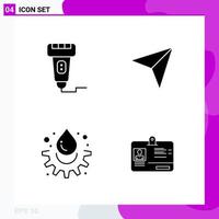 Solid Icon set Pack of 4 Glyph Icons isolated on White Background for Web Print and Mobile vector