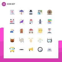 User Interface Pack of 25 Basic Flat Colors of travel rain umbrella tree bottle Editable Vector Design Elements