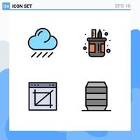 User Interface Pack of 4 Basic Filledline Flat Colors of cloud crop box pencil web Editable Vector Design Elements