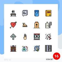 Universal Icon Symbols Group of 16 Modern Flat Color Filled Lines of love arrow bag medical education Editable Creative Vector Design Elements