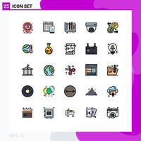 Universal Icon Symbols Group of 25 Modern Filled line Flat Colors of money dollar design media camera Editable Vector Design Elements