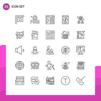 Set of 25 Modern UI Icons Symbols Signs for teamwork management design smartphone connect Editable Vector Design Elements