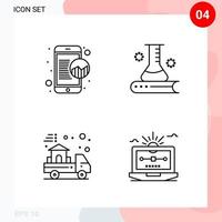 Vector Pack of 4 Icons in Line Style Creative Outline Pack isolated on White Background for Web and Mobile