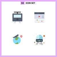 User Interface Pack of 4 Basic Flat Icons of maps location train video job Editable Vector Design Elements