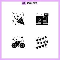 4 Icons in Solid Style Glyph Symbols on White Background Creative Vector Signs for Web mobile and Print