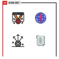 Modern Set of 4 Filledline Flat Colors and symbols such as badge connection web internet share Editable Vector Design Elements