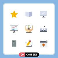 Group of 9 Flat Colors Signs and Symbols for presentation meeting cover lecture imac Editable Vector Design Elements