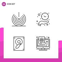 Outline Icon set Pack of 4 Line Icons isolated on White Background for responsive Website Design Print and Mobile Applications vector