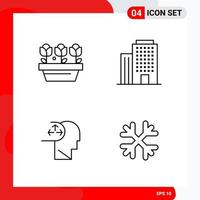 Creative Set of 4 Universal Outline Icons isolated on White Background vector