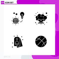 Solid Icon set Pack of 4 Glyph Icons isolated on White Background for Web Print and Mobile vector