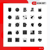 25 Thematic Vector Solid Glyphs and Editable Symbols of hand shopping business donate jam Editable Vector Design Elements