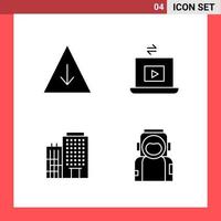 4 Icon Pack Solid Style Glyph Symbols on White Background Simple Signs for general designing vector