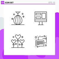 conjunto de 4 iconos en estilo de línea símbolos de contorno creativo para el diseño de sitios web y aplicaciones móviles signo de icono de línea simple aislado en fondo blanco 4 iconos vector