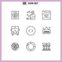 Outline Pack of 9 Universal Symbols of vehicles outline education land school Editable Vector Design Elements