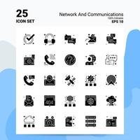 25 Network And Communications Icon Set 100 Editable EPS 10 Files Business Logo Concept Ideas Solid Glyph icon design vector