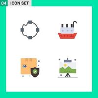 paquete de línea vectorial editable de 4 iconos planos simples de caja de ruta desarrollo de embarcaciones de pescadores elementos de diseño vectorial editables vector