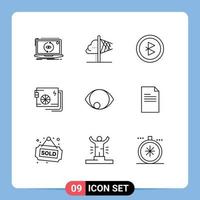 Pack of 9 Modern Outlines Signs and Symbols for Web Print Media such as supply part insight computer signal Editable Vector Design Elements