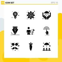 9 Creative Icons Modern Signs and Symbols of leadership approach puzzle pen freeform Editable Vector Design Elements