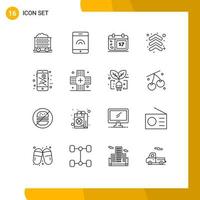 Set of 16 Vector Outlines on Grid for map pin mobile date map up Editable Vector Design Elements