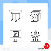 Modern Pack of 4 Icons Line Outline Symbols isolated on White Backgound for Website designing vector