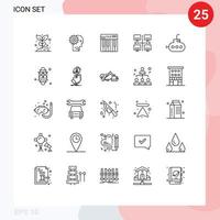 Set of 25 Modern UI Icons Symbols Signs for area midi man keyboard controller Editable Vector Design Elements