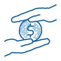 control personal sobre el dinero doodle icono dibujado a mano ilustración vector