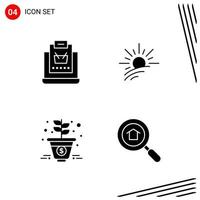 Collection of 4 Vector Icons in solid style Pixle Perfect Glyph Symbols for Web and Mobile Solid Icon Signs on White Background 4 Icons