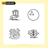 4 Creative Icons for Modern website design and responsive mobile apps 4 Outline Symbols Signs on White Background 4 Icon Pack vector