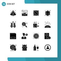 Modern Set of 16 Solid Glyphs and symbols such as explore lantern protection decoration china Editable Vector Design Elements