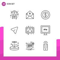 Outline Icon set Pack of 9 Line Icons isolated on White Background for responsive Website Design Print and Mobile Applications vector