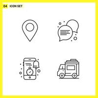 4 Icon Set Simple Line Symbols Outline Sign on White Background for Website Design Mobile Applications and Print Media vector