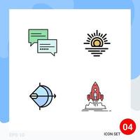 Filledline Flat Color Pack of 4 Universal Symbols of chat arrow education weather shoot Editable Vector Design Elements