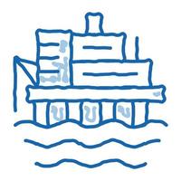 water power plant doodle icon hand drawn illustration vector