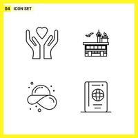 4 Icon Set Simple Line Symbols Outline Sign on White Background for Website Design Mobile Applications and Print Media vector