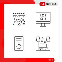 Creative Set of 4 Universal Outline Icons isolated on White Background vector