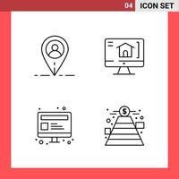 4 Icon Pack Line Style Outline Symbols on White Background Simple Signs for general designing vector