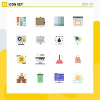 Pictogram Set of 16 Simple Flat Colors of interface file purse document lines Editable Pack of Creative Vector Design Elements