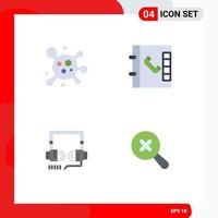 Editable Vector Line Pack of 4 Simple Flat Icons of atom in contacts optimization zoom Editable Vector Design Elements
