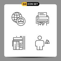 4 Black Icon Pack Outline Symbols Signs for Responsive designs on white background 4 Icons Set vector