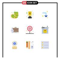 Editable Vector Line Pack of 9 Simple Flat Colors of drink breakfast reload portfolio case Editable Vector Design Elements