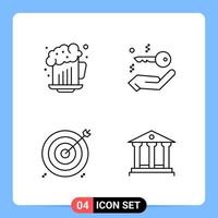 4 Line Black Icon Pack Outline Symbols for Mobile Apps isolated on white background 4 Icons Set vector