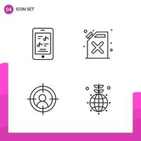 Outline Icon set Pack of 4 Line Icons isolated on White Background for responsive Website Design Print and Mobile Applications vector