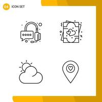 4 Icon Set Line Style Icon Pack Outline Symbols isolated on White Backgound for Responsive Website Designing vector